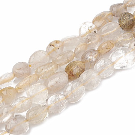 Natural Gold Rutilated Quartz Beads Strands G-S331-8x10-020-1