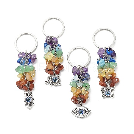 Chakra Natural Gemstone Chip Bead Keychain KEYC-JKC00415-02-1