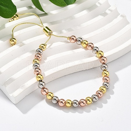 Long-Lasting Plated Brass Beads Slider Bracelets for Women BJEW-K268-03-1