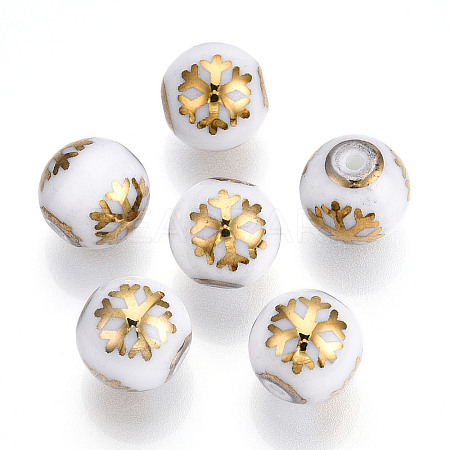 Christmas Opaque Glass Beads EGLA-R113-01C-1