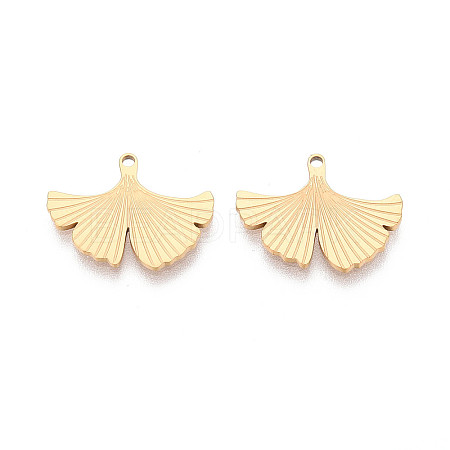 Textured 304 Stainless Steel Leaf Shape Pendants STAS-T073-01G-1