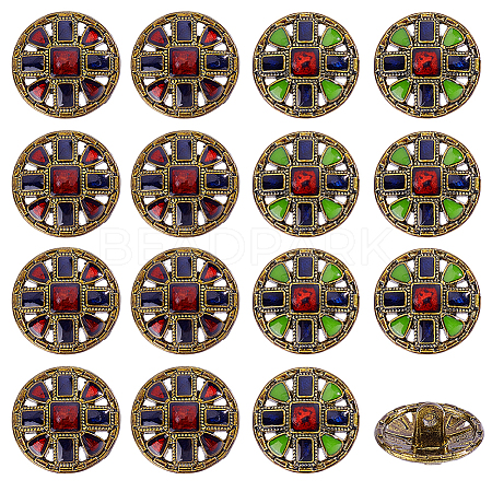 16Pcs 2 Styles 1-Hole Alloy Shank Buttons BUTT-GA0001-46-1