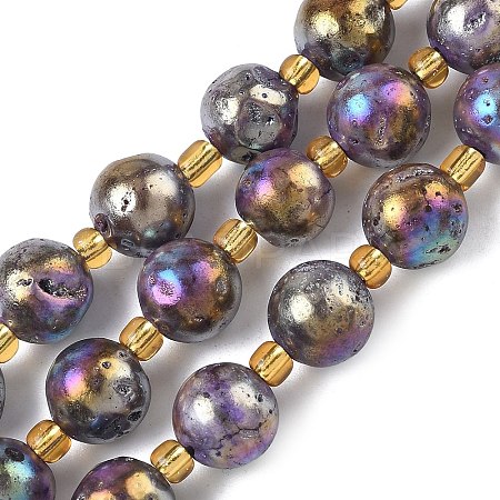 Electroplated Natural Druzy Geode Crystal Beads Strands G-G459-02K-1