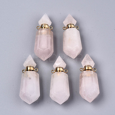 Faceted Natural Rose Quartz Pendants G-T131-15H-1