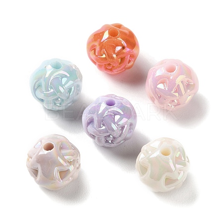 UV Plating Rainbow Iridescent Acrylic Beads SACR-A006-08B-1