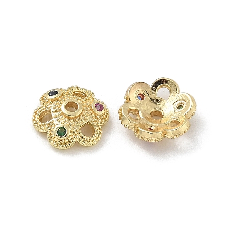 Brass Micro Pave Cubic Zirconia Bead Caps ZIRC-F141-18G-02-1