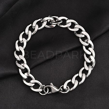 Non-Tarnish 304 Stainless Steel Curb Chain Bracelet for Men Women BJEW-G669-23P-1