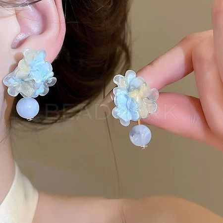 Resin Flower Stud Earrings for Women WG9B7DC-03-1