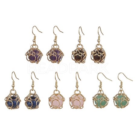 Natural Mixed Gemstone Dangle Earrings EJEW-JE05659-01-1