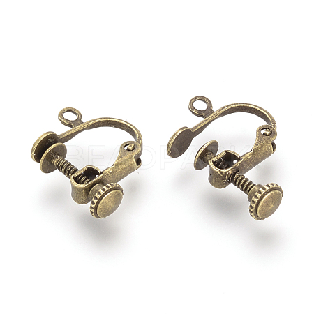 Brass Screw Clip-on Earring Setting Findings X-KK-S328-38AB-1