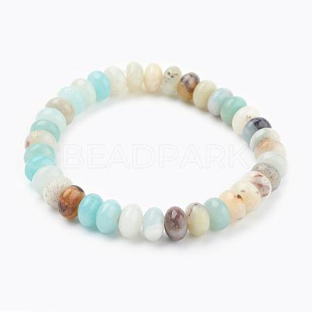 Natural Amazonite Beads Stretch Bracelets BJEW-JB03376-02-1