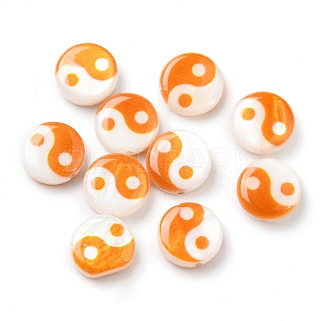 Printed Natural Freshwater Shell Beads SHEL-R129-07A-05-1