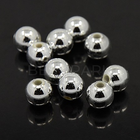 Plating Plastic Acrylic Round Beads PACR-L003-14mm-S-1