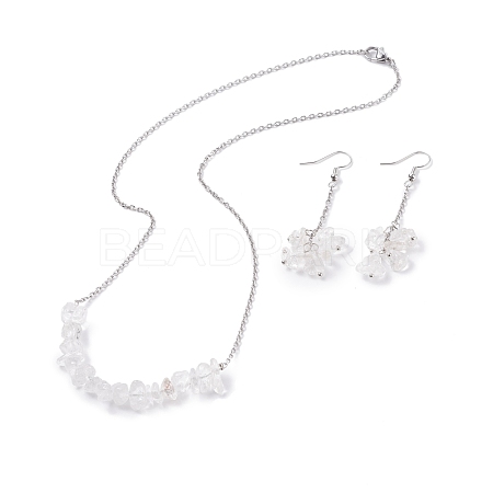 Natural Quartz Crystal Chips Beaded Jewelry Set SJEW-JS01231-05-1