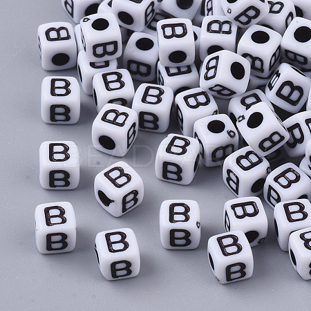 White Opaque Acrylic Beads MACR-R869-02B-1