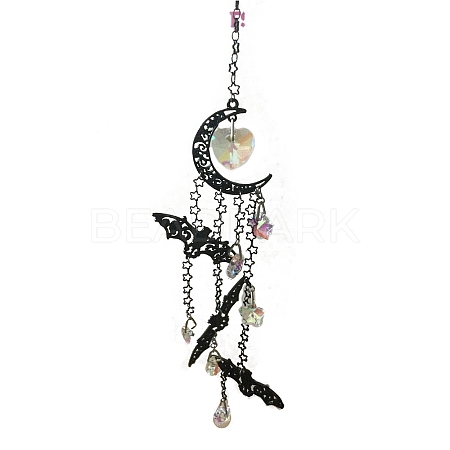 Halloween Bat & Moon Alloy Hanging Ornaments PW-WG17574-01-1