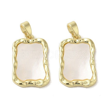 Brass Pave Shell Pendants KK-I708-13D-G-1