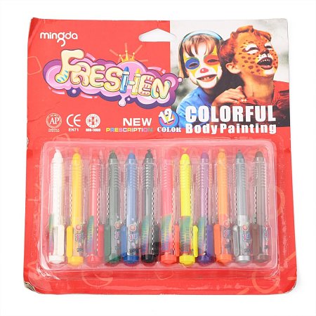 12 Colors Rotation Face Paint Crayons AJEW-B007-01-1
