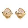 Brass Micro Pave Clear Cubic Zirconia Stud Earrings for Women EJEW-F346-02G-1