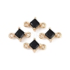 Brass Pave Glass Rhombus Links Connector Charms GLAA-Q088-001H-1