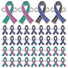 40Pcs 2 Colors Two Tone Alloy Enamel Awareness Ribbon Links Connector Charms ENAM-WR0001-16-1