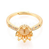 Crown Shape Brass Micro Pave Clear Cubic Zirconia Cup Peg Ring Settings X-KK-T076-18G-2