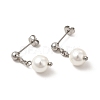 Glass Pearl Tassel Dangle Stud Earrings EJEW-P219-10P-1