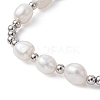 4Pcs 4 Style Natural Pearl & Brass Beaded Stretch Bracelets Set for Women BJEW-JB09662-02-4