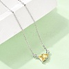 Brass Pave Cubic Zirconia Rectangle and Heart Pendant Cable Chain Necklaces KK-CBAB173-04P-05-2