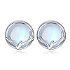 Flat Round with Deer Horn Pattern Brass Stud Earrings WG9EF84-01-2