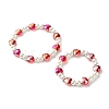 Sparkling Heart Glass Beads Stretch Bracelets Set for Children and Parent BJEW-JB07185-2