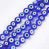 Handmade Evil Eye Lampwork Beads Strands X-LAMP-S191-02B-12-2