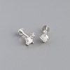 925 Sterling Silver Micro Pave Clear Cubic Zirconia with Synthetic Opal Cartilage Earrings FS-WG3DFDB-03-1