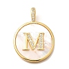Rack Plating Brass Micro Pave Clear Cubic Zirconia Pendants with Shell KK-M309-42G-M-1