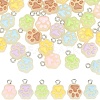 48Pcs 8 Colors Translucent Resin Paw Print Pendants CRES-AR0001-31-1