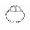 304 Stainless Steel Oval Open Cuff Ring RJEW-T023-09P-2