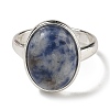 Natural & Synthetic Gemstone Oval Adjustable Rings RJEW-K371-07S-4