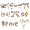 10Pcs 10 Styles Bowknot Shape Alloy ABS Plastic Pearl & Rhinestone Brooches for Backpack Clothes JEWB-GA0001-42-1