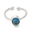 Natural Apatite Open Cuff Ring RJEW-M166-04P-G-2