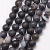 Natural Striped Agate/Banded Agate Bead Strands X-G-K166-12-10mm-03-1