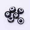 Flat Round Evil Eye Resin Beads RESI-WH0012-13A-1