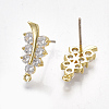 Brass Cubic Zirconia Stud Earring Findings KK-T042-07-2