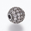 Brass Micro Pave Cubic Zirconia Beads ZIRC-E134-8mm-04-3
