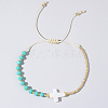 Vintage Bohemian Cross Shell & Jade Bead Braided Bracelets LJ7242-3-1