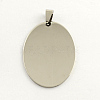 Non-Tarnish 201 Stainless Steel Oval Stamping Blank Tag Pendants LS-STAS-S030-11-1