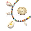 Natural Shell Evil Eye & Pearl Bib Necklace with Glass Seed Beaded Chains NJEW-TA00104-3