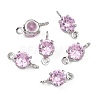 SHEGRACE Brass Pave Cubic Zirconia Flat Round Connector Charms XGRQ2O788-435B-P-2