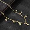 Brass Micro Pave Clear Cubic Zirconia Star Pendant Necklaces NJEW-B157-04G-2