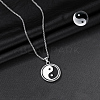Rotatable Alloy White & Black Enamel Pendant 316 Surgical Stainless Steel Chain Necklaces for Men FS-WG50373-07-1