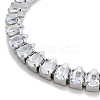 Brass Pave Clear Cubic Zirconia Teardrop Box Chain Slider Bracelets BJEW-YWC0002-07P-2